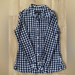 Banana Republic Navy and White Plaid Button Down Shirt
